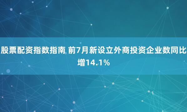 股票配资指数指南 前7月新设立外商投资企业数同比增14.1%